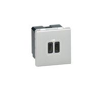 Prise 2xUSB type-C Mosaic - 3A - 15W - 2 modules - Alu