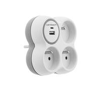 Prise 3x16A + 2 Ports USB A/C - Blanc et Gris - Bolea - Zenitech