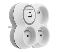 Prise 3x16A + 2 ports USB A/C - Blanc et Gris - Bolea - Zenitech