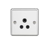 Prise 5 A non commutée - Bord arrondi finition chrome poli avec insert noir