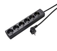 Prise à 6 voies à 45 degrés avec contact de mise à la terre et câble de 3 mètres de câble noir (Prise européenne) - 1086ZL3-15W/sw