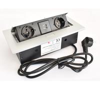 Prise à encastrer cuisine Prise de table encastrable compartiment [2x250V 2USB] MB1 argent