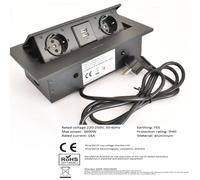Prise à encastrer cuisine Prise de table encastrable compartiment [2x250V 2USB] MB1 noir