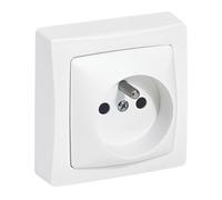 Prise à montage en saillie 1 module 16A avec broche de terre et cadre, blanche, Legrand Apparent