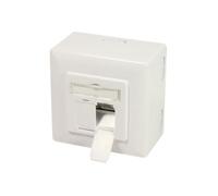 Prise réseau murale LogiLink NP0124 double RJ-45 Cat 6a STP blindée métallique blanche 80x80mm certifiée ISO/IEC 11801