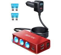 Prise Allume Cigare 12V/24V 9 In 1 Chargeur Adaptateur Allume Cigare Usb C Caricatore Da Auto Pd 30W Qc 18W Con 3 Prese & 6 Porte Usb Con Display Led Per Iphone Dash Cam[Z4394]