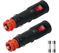 Prise Allume Cigare male universelle 12V, avec interrupteur et fusible pour 12mm DIN HELLA / 20mm Prise 12V-24V (2x Pcs)