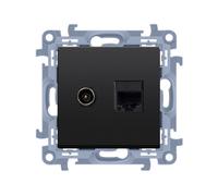 Prise antenne type F + RJ45 cat.5e Simon 10 CASFRJ455.01/49