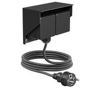 Prise apparente PIWI pour l'extérieur avec câble de 2 m, IP44, double, noire,