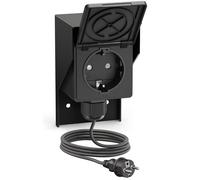 Prise apparente PIWI pour l'extérieur avec câble de 2 m, IP44, simple, noire