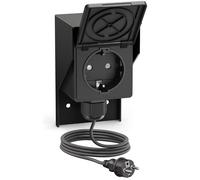 Prise apparente PIWI pour l'extérieur avec câble de 2 m, IP44, simple, noire