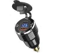Prise auxiliaire DIN Hella double chargeur avec USB et type C avec voltmètre