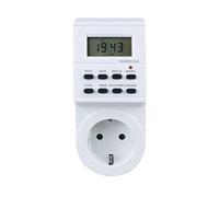 Prise avec minuterie Blanche Usage intérieur, 8 Options de Programmation, écran LCD, Mode 12/24h