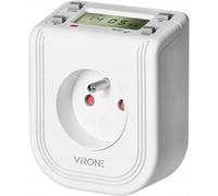 Prise avec minuterie électronique 230V, 50Hz, max. 3680W, blanc, Virone, écran LCD supérieur, 16 programmes horaires, batterie