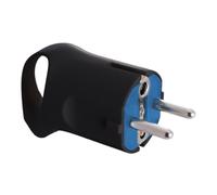 Prise avec poignée noire, design ergonomique, 6566AN, idéale pour des connexions électriques sûres et faciles à manipuler dans les appareils électriques.