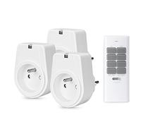 Prise avec Télécommande Sans Fil - TOUCHXEL Kit 3 Prises Programmables 3680W/16A, Portée 40m, Tout ON/OFF Installation Facile, Économie d'Énergie pour la Maison Prise Type E Française, Certifié CE