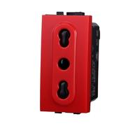 Prise Bipasso Bivalente 2P+T 10/16A, compatible avec Bticino Living Light (1 pièce, rouge)