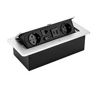 Prise cachée pour table - Prise encastrable Pop Up avec 2 prises 16 A EU - LAN, HDMI et chargeurs USB type 5 V 2 A
