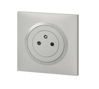 LEGRAND - Prise Electrique Murale 16A avec Terre dooxie Surface + Plaque Carrée - Prise 2P + T Affleurante avec Fond Rétractable - Fabriqué En France - Alu