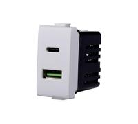 Prise chargeur double USB 2 IN1 Type-A + Type-C compatible Bticino Matix 5Vdc 3.1A couleur blanche