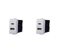 Prise chargeur double USB 2 IN1 Type-A + Type-C compatible Bticino Matix 5Vdc 3.1A couleur blanche
