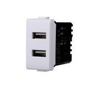 Prise chargeur double USB Type-A compatible Bticino Matix 5Vdc 2.1A couleur blanche