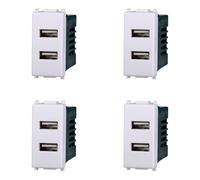 Prise Chargeur Double USB Type-A Compatible Vimar Plana 5Vdc 2.1A Couleur Blanche 2402 kit 4pcs