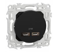 Prise chargeur double USB type C+C - Noir - Odace II SCHNEIDER