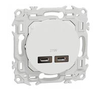 Schneider Chargeur USB-C Odace - 21W Power Delivery - Blanc - Double prise