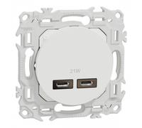 Prise chargeur double USB type C+C Odace II - Blanc SCHNEIDER