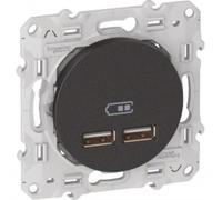 Double Chargeur USB A 1 poste Odace Anthracite Schneider