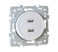 Prise chargeur USB femelle Square 1 poste - 5.5V - Blanc