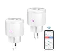 Prise Connectée, 16A WiFi Intelligente Compact, Compatible avec Alexa, Google Home, 2PCs