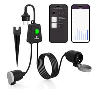 Prise Connectée Alexa Extérieure 16A TypeE Prise WiFi Smart Doppelsteckdose | Programmable Smart Life APP Commande Vocale Compatible avec Alexa et Google Home Compteur d'Énergie Minuterie 16A 3840W IP44