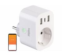 Prise connectée avec wattmètre et 3 ports USB avec charge rapide Luminea Home Control