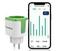 Prise Connectée, GreenSun 16A Prise WiFi Compatible avec Alexa, Google Home, Prise Programmable avec Mesure de Consommation d'Énergie, Commande Vocale et Contrôle à Distance