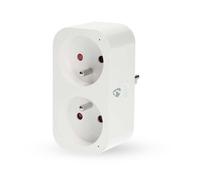Nedis Prise connectée Wi‑Fi double SmartLife - Wattmètre 3680W IP21 Type E France Blanc