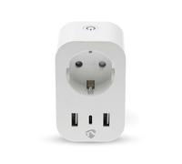 Prise Connectée - NEDIS - Type E - 3680W - 2 Ports USB-A - USB-C PD - Minuterie