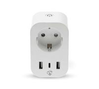 Prise Connectée Wi-Fi avec Ports USB-A / USB-C Wattmètre 3680W Type E France Blanc