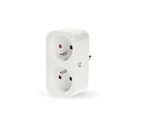 Nedis Prise connectée Wi‑Fi double SmartLife - Wattmètre 3680W IP21 Type E France Blanc