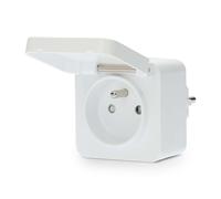 Prise Connectée Wi-Fi IP44 Wattmètre 3680W Type E avec Clapet Blanc