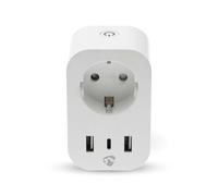 Prise Connectée Wi-Fi, Ports USB-A/USB-C Wattmètre 3680W Type E France