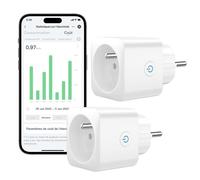 Prise connectée Wi-Fi, programmable, compatible avec Alexa/Google Home, application Smart Life, Wi-Fi 2,4 GHz, 16 A, lot de 2