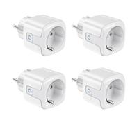 Prise Connectée WiFi, 2,4 GHz Prise Intelligente, 16A Type F, Suivi de consommation, Commande Vocale, Télécommande, 4 Pack Smart Plugs, Compatible avec Alexa, Google Home, Smart Life