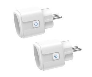 Prise Connectée WiFi, 2 Pièces Prise Intelligente 16A 3680W, Prise WiFi avec Mesure de Consommation Électrique, Contrôle à Distance, Commande Vocale, Compatible avec Alexa & Google - pour la France
