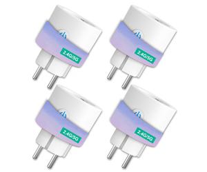 Prise Connectée WiFi Intelligente ANTELA Alexa 2.4/5 GHz, avec Mesure de Courant, Compatible Google Home, Application Smart Life, Lot de 4