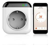 Prise Connectée Wifi, Prise De Thermostat À Distance Programmable Enfichable, 15A Prise Intelligente Compatible Avec Alexa, Goog