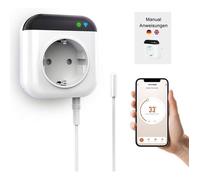 Prise Connectée Wifi,Prise Thermostat Smart Wlan Programmable, Prise Thermostat Wifi Avec Capteur 230 V, Contrôle Par Applicatio