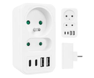 Prise courant Maclean x2 + 4xUSB, splitter avec 2 prises, 2xUSB A, 2xUSB C PD 20W, 1x16A + 1x6A, MCE249 F/W