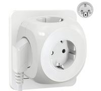 Prise Cube 5 en 1 sans Câble, Adaptateur Multiprise Murale 3680W, Multiprise Cubique avec 5 Prises AC et Protection Enfant, Bloc de Prise Compact pour Maison, Bureau et Voyage, Blanc